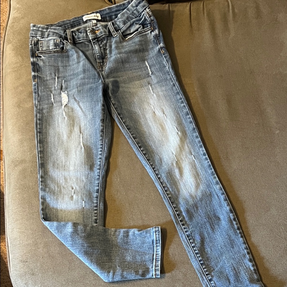 Faded Blue Distressed Skinny Jeans